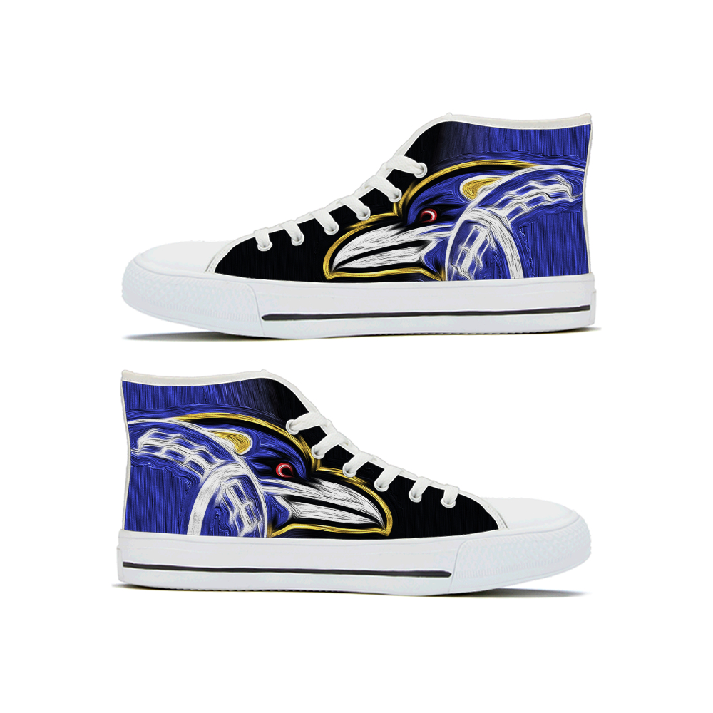 Men's Baltimore Ravens High Top Canvas Sneakers 008 Men's Baltimore Ravens High Top Canvas Sneakers 008